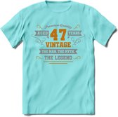 47 Jaar Legend T-Shirt | Goud - Zilver | Grappig Verjaardag Cadeau | Dames - Heren | - Licht Blauw - L
