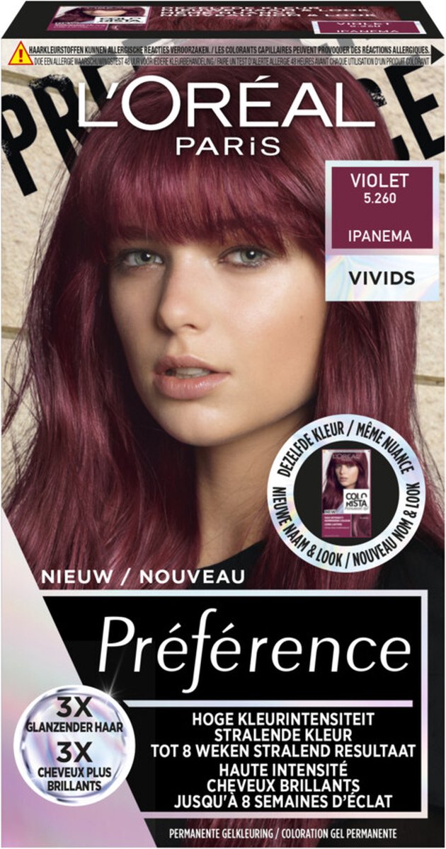 Bol.com L'Oreal Paris Préférence Vivids 5.260 - Violet Ipanema- Permanente Haarkleuring aanbieding