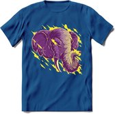 Dieren T-Shirt | Olifant shirt Heren / Dames | Wildlife elephant cadeau - Donker Blauw - XXL