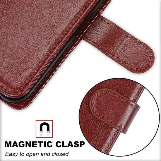 Coque pour Samsung Galaxy A2 Core - Bookcase - Espace pour 3 cartes - Cuir Artificiel - avec 3x Protecteur d'écran Trempé - SAFRANT1 - Marron Foncé