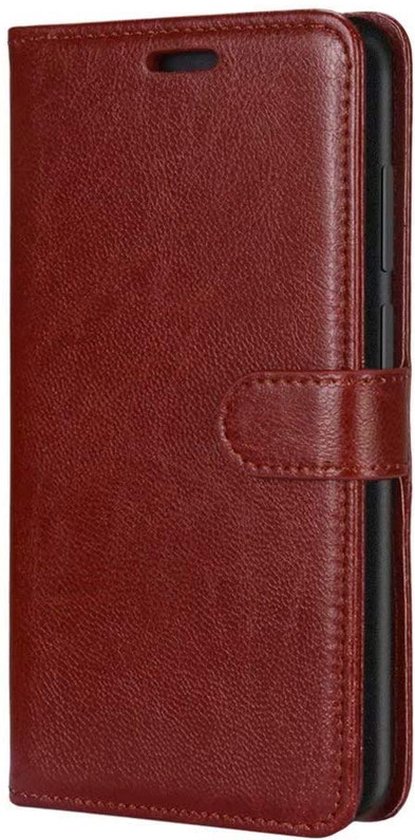 Coque pour Samsung Galaxy A2 Core - Bookcase - Espace pour 3 cartes - Cuir Artificiel - avec 3x Protecteur d'écran Trempé - SAFRANT1 - Marron Foncé