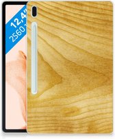 TPU Bumper Samsung Galaxy Tab S7FE Hoesje Licht Hout met doorzichte zijkanten