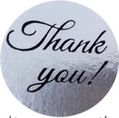 Sticker rond "Multiplaza" 50 stuks - THANK YOU - bedankt - promoten bedrijf - zilver - hobby - bedrijf - webshop - bestellingen - brief - pakket
