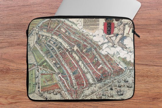 Etui pour ordinateur portable 17 pouces 41x32 cm - Plans de villes historiques - Etui pour Macbook & Laptop Grand plan de la ville historique d' Amsterdam en Hollande du Nord - Etui pour ordinateur portable avec photo