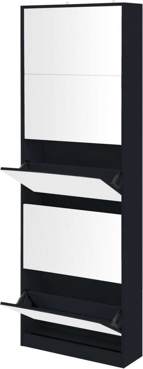 Feel Furniture - Schoenenkast met spiegel - 5 Laden - Zwart