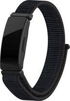 Nylon Smartwatch bandje - Geschikt voor Fitbit Inspire / Inspire HR / Inspire 2 nylon bandje - zwart - Strap-it Horlogeband / Polsband / Armband