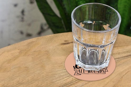 Sous-verres pour verres - Ronds - Été - Rose - Zwart - 10x10 cm - Sous-verres en verre - 6 pièces