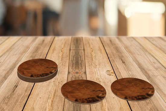 Dessous de Sous-verres - Ronds - Motifs - Luxe - Feuille - Or - 10x10 cm - 6 pièces