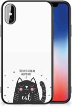 Mobiel TPU Hard Case Geschikt voor iPhoneX | Xs Telefoon Hoesje met Zwarte rand Cat Good Day