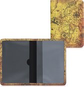 kwmobile hoes voor kentekenbewijs en rijbewijs - Omslag met pasjeshouder in zwart / bruin / beige - Imitatieleer - Antieke Wereldkaart design