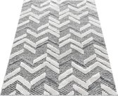 Loper Modern tapijt met klinker design in de kleur grijs en wit