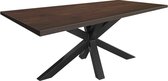 Boomstam tafel eikenhout gedraaid spin-poot onderstel - warme bruine kleur - extra dik blad