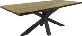 Boot model tafel eikenhout facetrand x-poot onderstel - warme bruine kleur