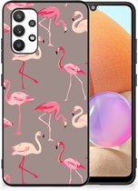 Smartphone Hoesje Geschikt voor Samsung Galaxy A32 4G | A32 5G Enterprise Editie Cover Case met Zwarte rand Flamingo