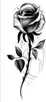 Half tattoo sleeve black perfect rose - plaktattoo - tijdelijke tattoo - 19 cm x 9 cm (L x B)