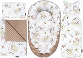 Babynestje - Babynest 5 elementen SET - Draagbare nest met dekentje - Dubbelzijdig - 60 x 105 cm  - Cotton Flowers