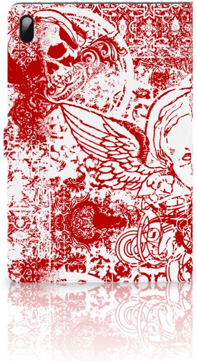 Tablettasje Samsung Galaxy Tab S7 FE | S7+ | S8+ Angel Skull Rood
