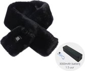 Isomes Verwarmde Sjaal - Pluche Sjaal - Elektrische Sjaal - USB-kabel - Oplaadbaar - Unisex - 3000mAh - Incl. Powerbank - Zwart
