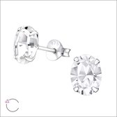 Aramat jewels ® - Ovale oorbellen transparant kristal 925 zilver 8x6mm