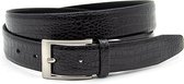 Heren riem kroko zwart 3 cm breed - Zwart - Casual - Leer - Taille: 95cm - Totale lengte riem: 110cm