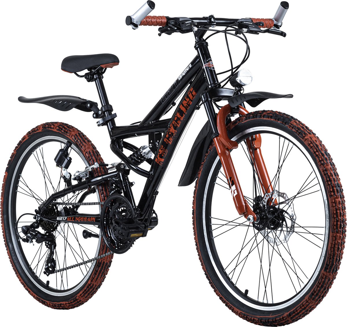 KS Cycling Fiets ATB Fully 24'' Crusher kinder mountainbike zwart rood 36 cm