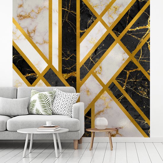 Papier Peint - Papier Papier peint photo Marbre - Or - Luxe - Largeur 300 cm x Hauteur 300 cm