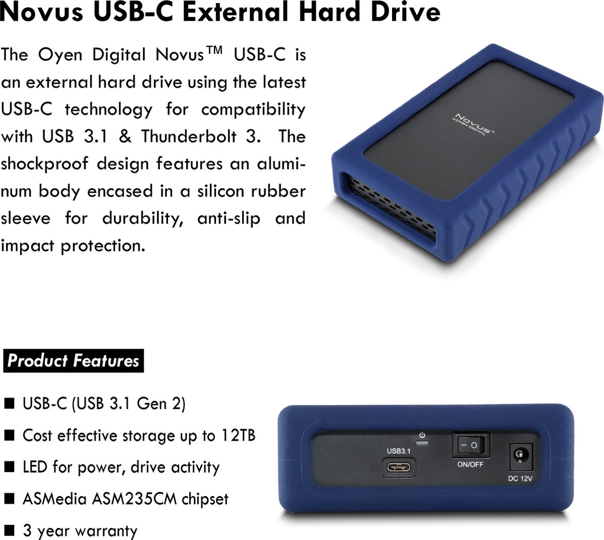 Oyen Digital Novus 6TB Externe USB-C Robuuste Desktop Harde Schijf