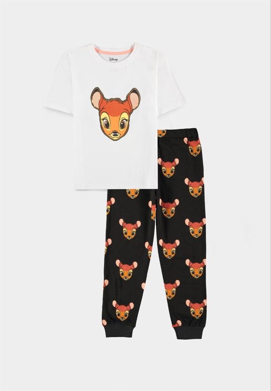 Disney Bambi - Bambi face Kinderpyjama - Kids 158 - Wit/Zwart
