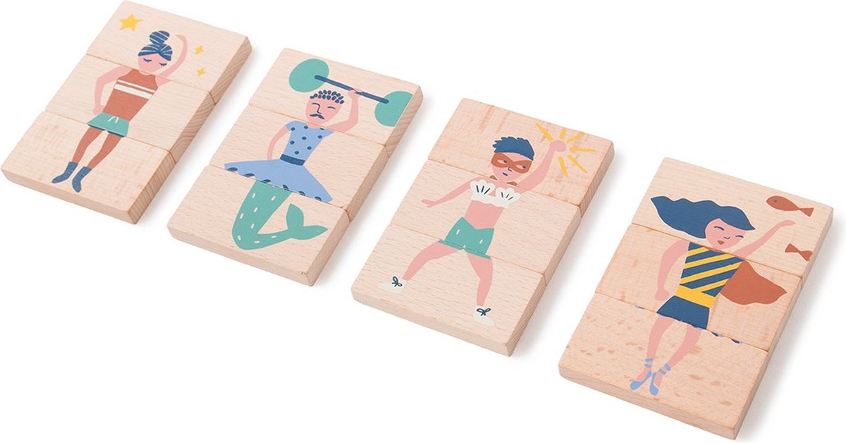 Nobodinoz Meli Meli Houten puzzel - Zacht aanvoelend hout - 16 combinaties
