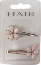 Haarspeld - Haarschuifje 5.0cm Bloem van Facetblaadjes met Steentje - Roze - 2 stuks