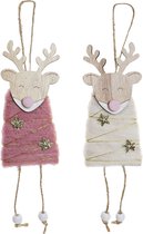 Kerstversiering DKD Home Decor Polyester Wol Hout MDF Rendier (2 pcs) (6 x 3 x 18 cm)