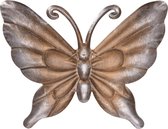Metalen vlinder donkerbruin/brons 29 x 24 cm tuin decoratie - Tuindecoratie vlinders - Dierenbeelden hangdecoraties