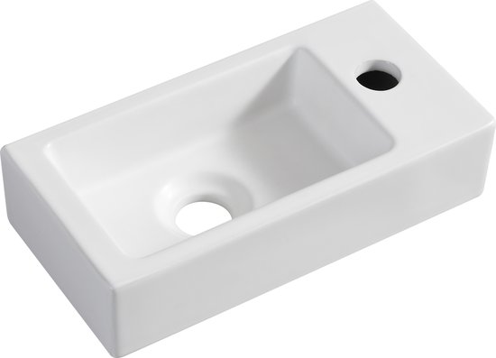 Mini-Rhea Fontein Kraangat Rechts 36x18x9cm Mat Wit