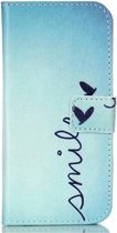LuxeBass Hoesje geschikt voor Samsung Galaxy A40 Bookcase hoesje - Smile - bookcase - boekhoesje - book case - boek hoesje