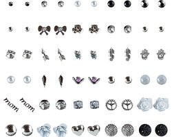 Luxore 30 Paar Oorbellen Set Zilverkleurig & Zwart Dames – Oorknopjes voor Vrouwen & Meisjes – Sieraden - Oorbellenset - Moederdag Cadeautje