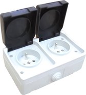 Dubbel stopcontact 2 polen + grondwaterdicht IP44 Aquatop