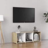 Decoways - Tv-meubel 107x35x37 cm spaanplaat wit en sonoma eikenkleurig