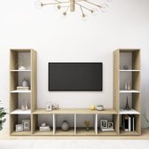 Decoways - Tv-meubelen 3 stuks 142,5x35x36,5 cm spaanplaat wit sonoma eiken