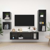 Decoways - 4-delige Tv-meubelset spaanplaat hoogglans grijs