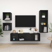 Decoways - 4-delige Tv-meubelset spaanplaat zwart
