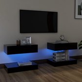 Decoways - Tv-meubelen 2 stuks met LED-verlichting 60x35 cm zwart