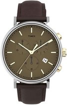 Timex Fairfield Chrono TW2T67700 Horloge - Leer - Bruin - Ø 41 mm