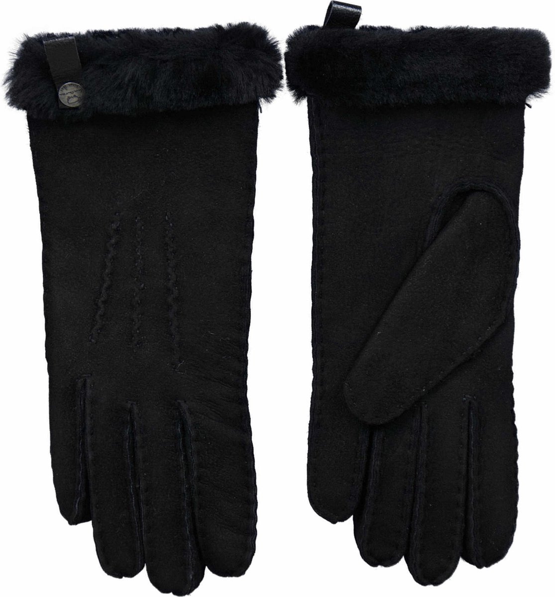 Van Buren suède/wollen dames handschoenen | Zwart | 1/S | Lamsvacht handschoenen