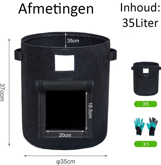 Sens Design plantzak - kweekzak - met kijkvenster - set van 5