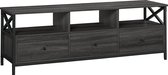 FURNIBELLA - TV kast, lowboard voor tv tot 65 inch, tv-rek met 3 laden, 147 x 40 x 50 cm, industrieel design, stalen frame, zwart LTV301B42
