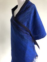 Handgemaakte, gevilte stola / extra brede sjaal Zeelkleuren / Mint - 200 x 52 cm. Stijl open gevilt.