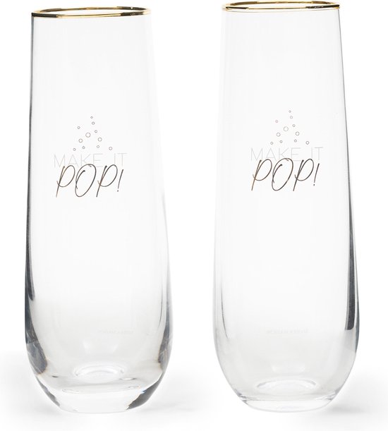Riviera Maison Champagnecoupe - Make It Pop Party Glasses - Transparant - 2 Stuks