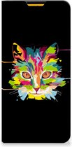Smartphone Hoesje Geschikt voor Samsung Galaxy M52 Wallet Case Leuke Verjaardagscadeaus Cat Color