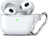 Hoesje Geschikt voor Apple Airpods 3 hoesje Silicone Case Wit - Hoesje Geschikt voor Apple Airpodss 3 Case Siliconen Hoes - Hoesje Geschikt voor Apple Airpodss 3 Hoes Cover