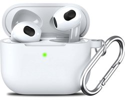 Hoesje Geschikt voor Apple Airpods 3 hoesje Silicone Case Wit - Hoesje Geschikt voor Apple Airpodss 3 Case Siliconen Hoes - Hoesje Geschikt voor Apple Airpodss 3 Hoes Cover